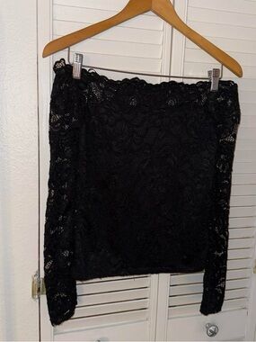 Black Lace Off The Shoulder Shirt - Elegant Women's Shirt